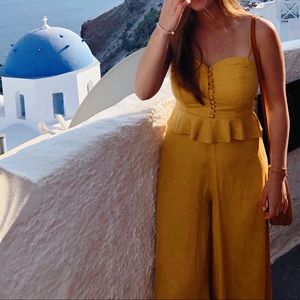 Yellow Two Piece Set - Wide Leg Pants & Crop